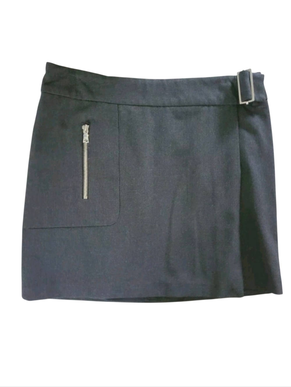 Laundry by Shelli Segal Mini Wrap Charcoal Skirt with Pocket Size 2
